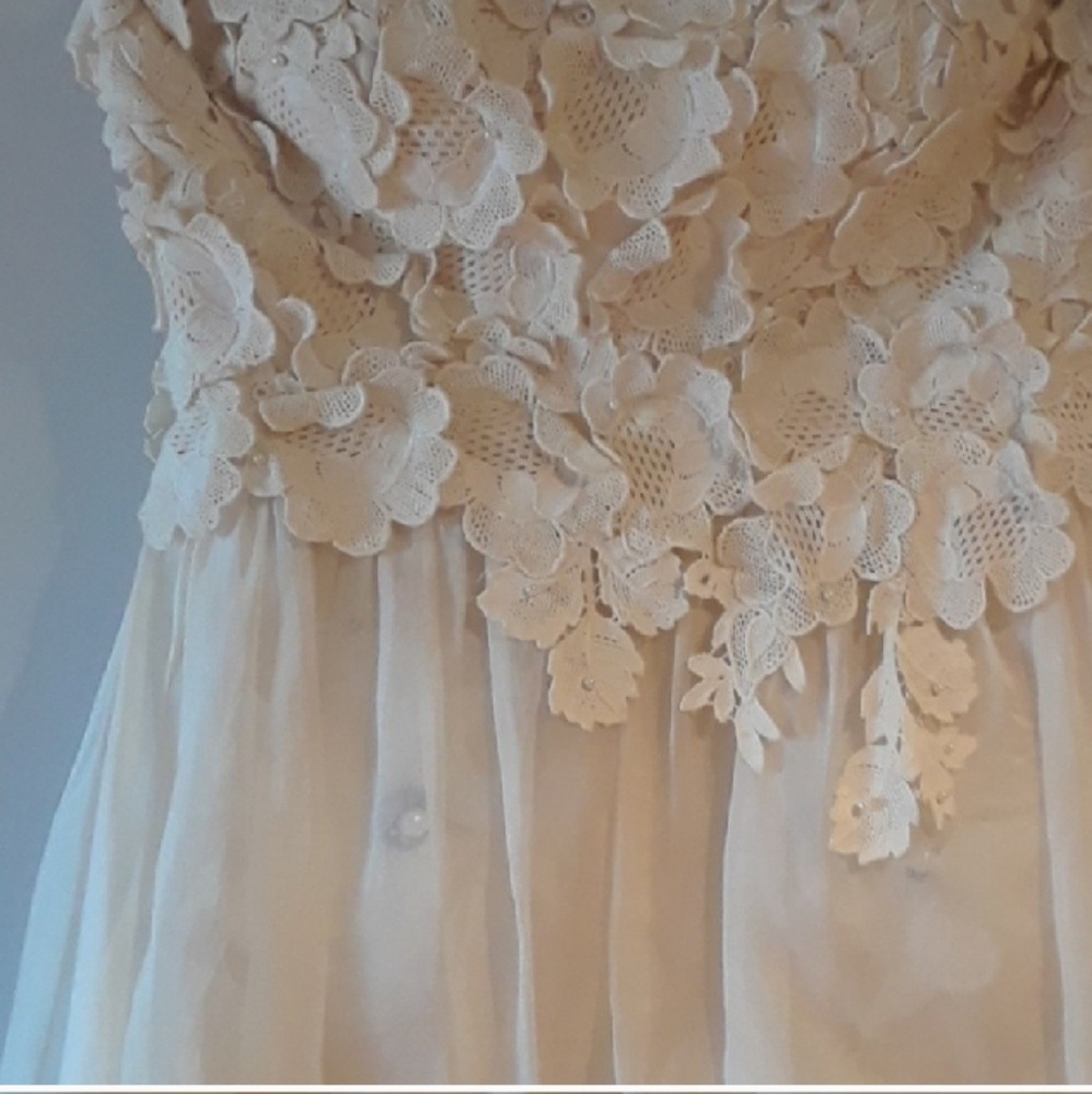 Floral Lace Tea Length Designer Dress